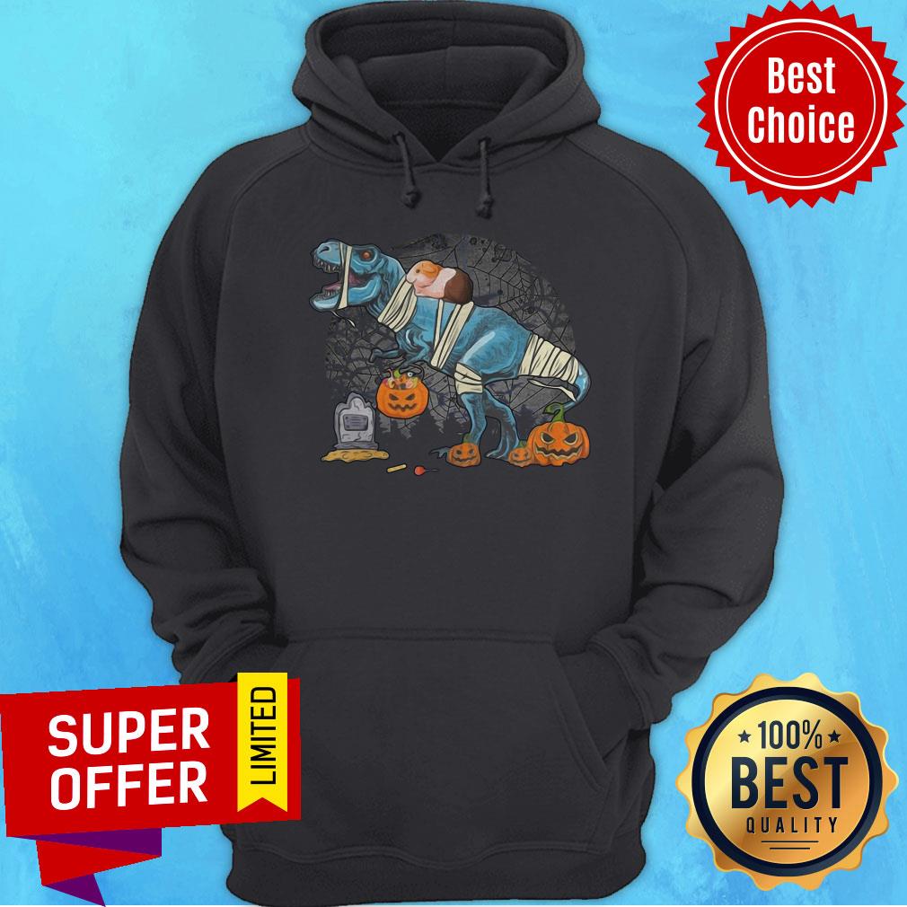 Guinea Pig Riding Mummy T Rex Dino Funny Halloween Costume Shirt - Image 3