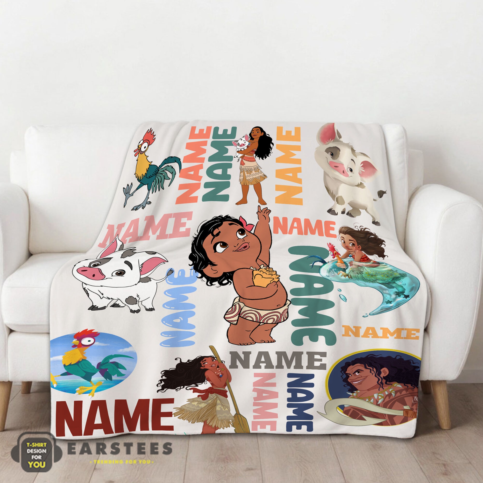 Good Disney Cartoon Moana With Friends Blanket Fleece Customized Blanket - Image 2