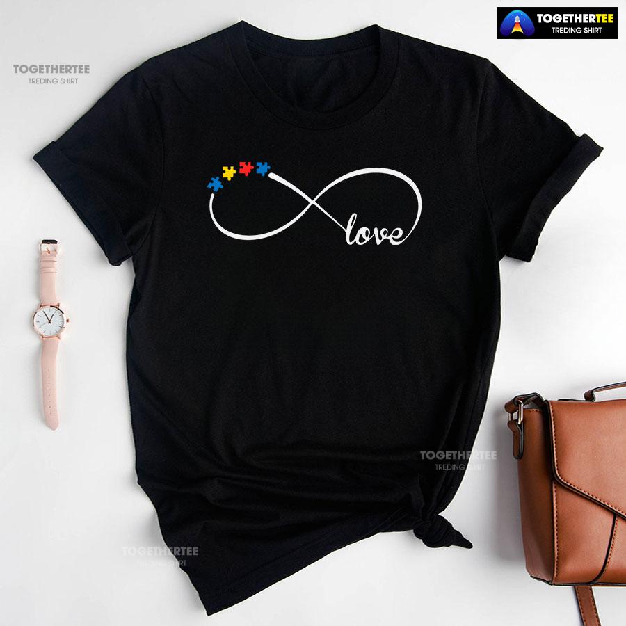 Love Autism Puzzle Pieces Infinity T-Shirt – Unisex Tee