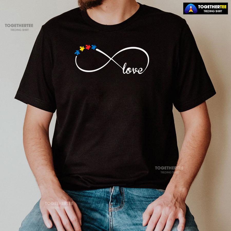 Love Autism Puzzle Pieces Infinity T-Shirt – Unisex Tee - Image 2