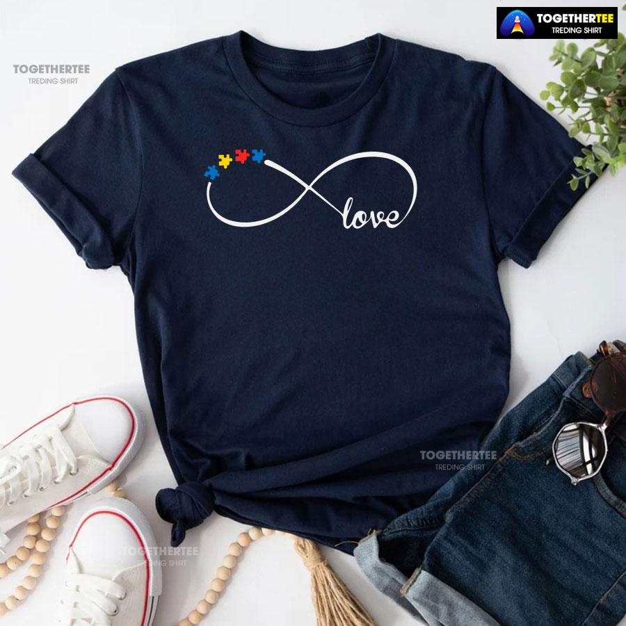 Love Autism Puzzle Pieces Infinity T-Shirt – Unisex Tee - Image 4