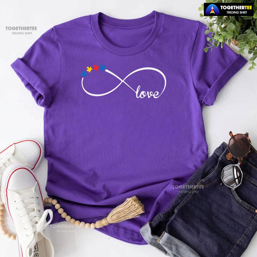 Love Autism Puzzle Pieces Infinity T-Shirt – Unisex Tee - Image 6