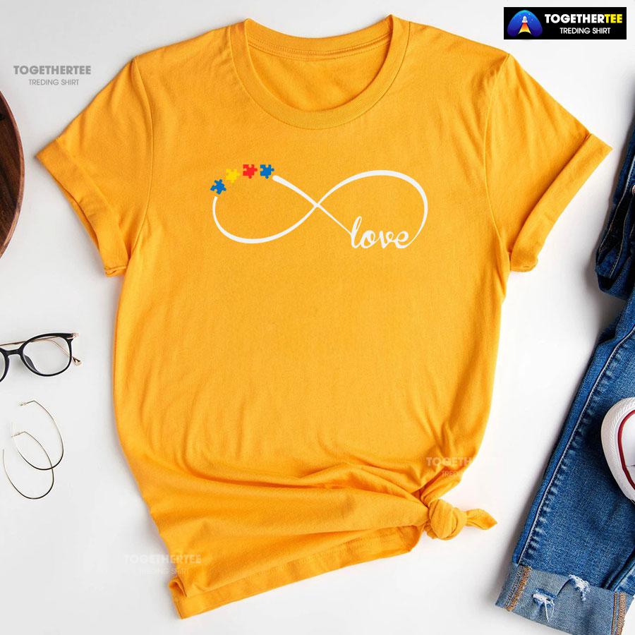 Love Autism Puzzle Pieces Infinity T-Shirt – Unisex Tee - Image 10