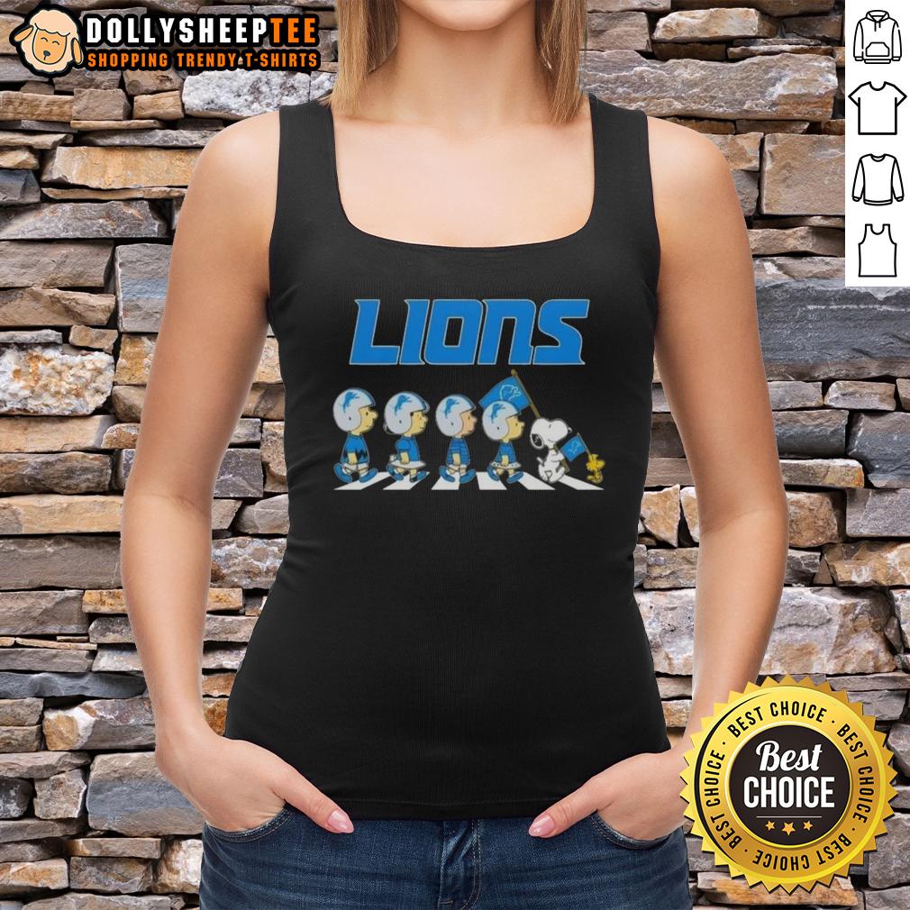 Good Detroit Lions X Peanuts Snoopy And Friends Abbey Road T-Shirt - Image 4