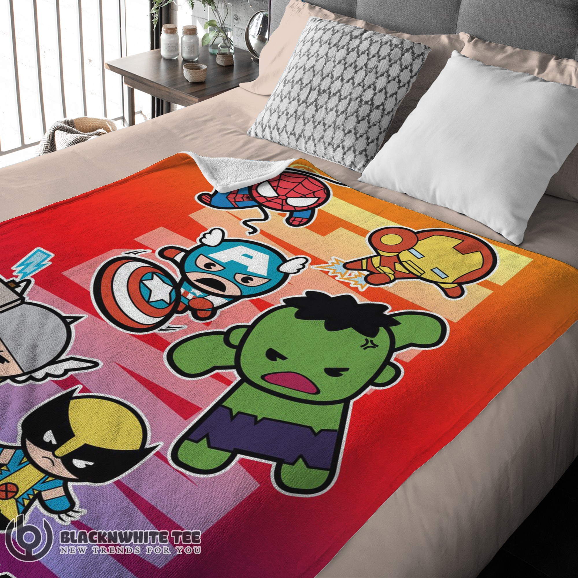 Official Perfect Marvel SuperHero Avengers Skull Friends Birthday Cute Blanket Fleece Customized Blanket - Image 3