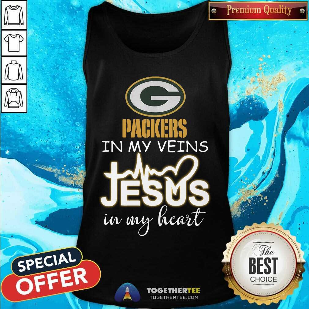 Great Green Bay Packers In My Veins Jesus In My Heart Shirt - Image 3
