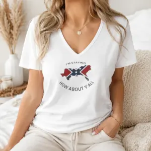 Alternative view of Pretty I'M Staying How About Y'All Confederate Flag Shirt