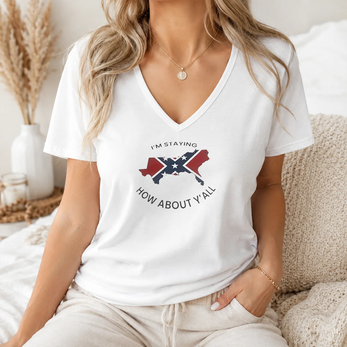 Pretty I'M Staying How About Y'All Confederate Flag Shirt - Image 2