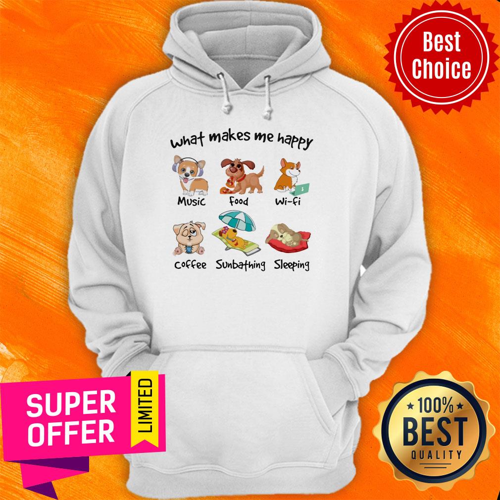 Dog What Makes Me Happy Music Food Wifi Coffee Sunbathing Sleeping Shirt - Image 5