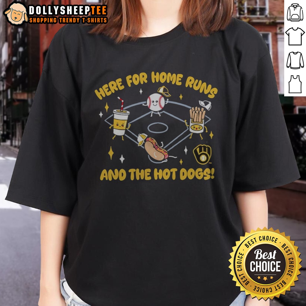 Nice Here For Home Runs And The Hot Dogs Milwaukee Brewers Mascot Baseball Logo Shirt - Image 3
