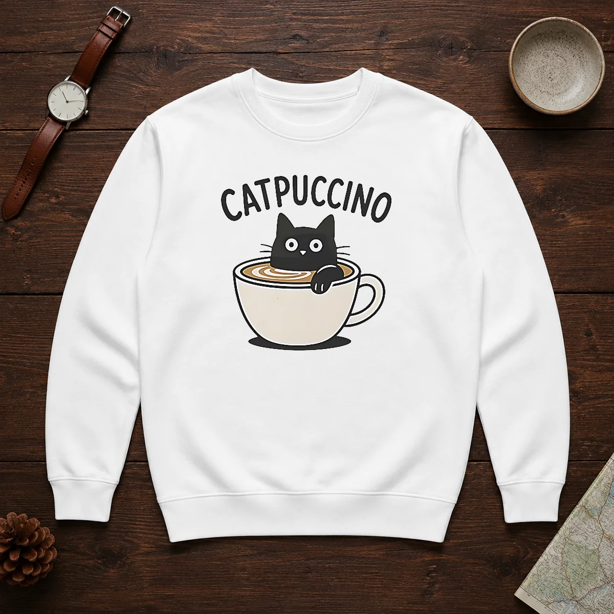 Awesome Catpuccino Black Cat In A Coffee Cup Cappuccino Shirt - Image 7