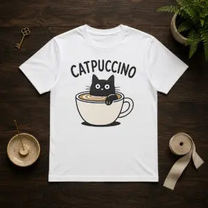 Awesome Catpuccino Black Cat In A Coffee Cup Cappuccino Shirt