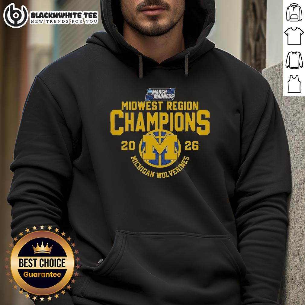 Nice Midwest Region Champions 2026 Michigan Wolverines NCAA March Madness Basketball T-Shirt - Image 2