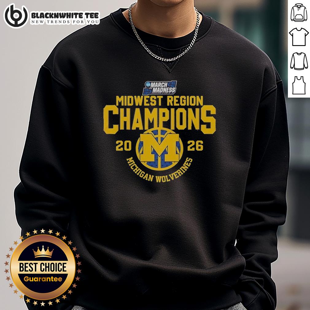 Nice Midwest Region Champions 2026 Michigan Wolverines NCAA March Madness Basketball T-Shirt - Image 5