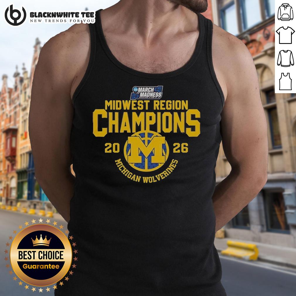 Nice Midwest Region Champions 2026 Michigan Wolverines NCAA March Madness Basketball T-Shirt - Image 4