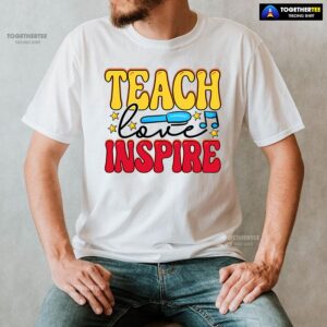 Alternative view of Teach Love Inspire Teacher Pen Star Musical Note Back To School T-Shirt