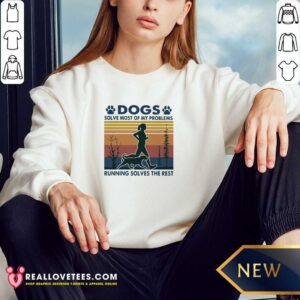 Alternative view of Hot Dogs Solve Most Of My Problems Running Solves The Rest Vintage Retro Shirt