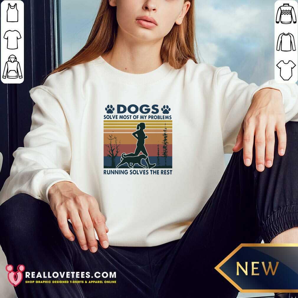 Hot Dogs Solve Most Of My Problems Running Solves The Rest Vintage Retro Shirt - Image 2