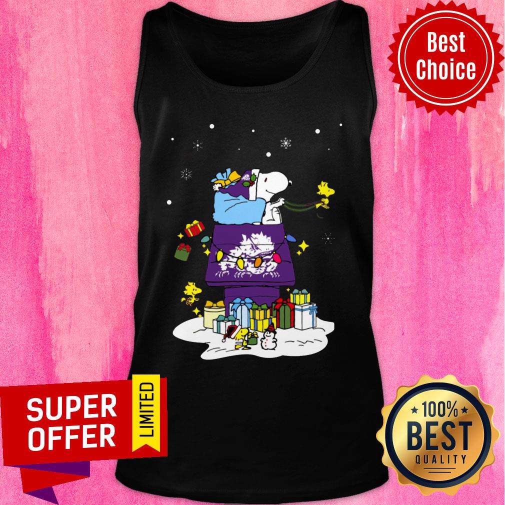 Nice TCU Horned Frogs Santa Snoopy Wish You A Merry Christmas Shirt - Image 4