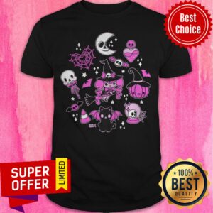 Top Halloween Doodle Vintage Witchy Magical Pastel Goth Pink Shirt