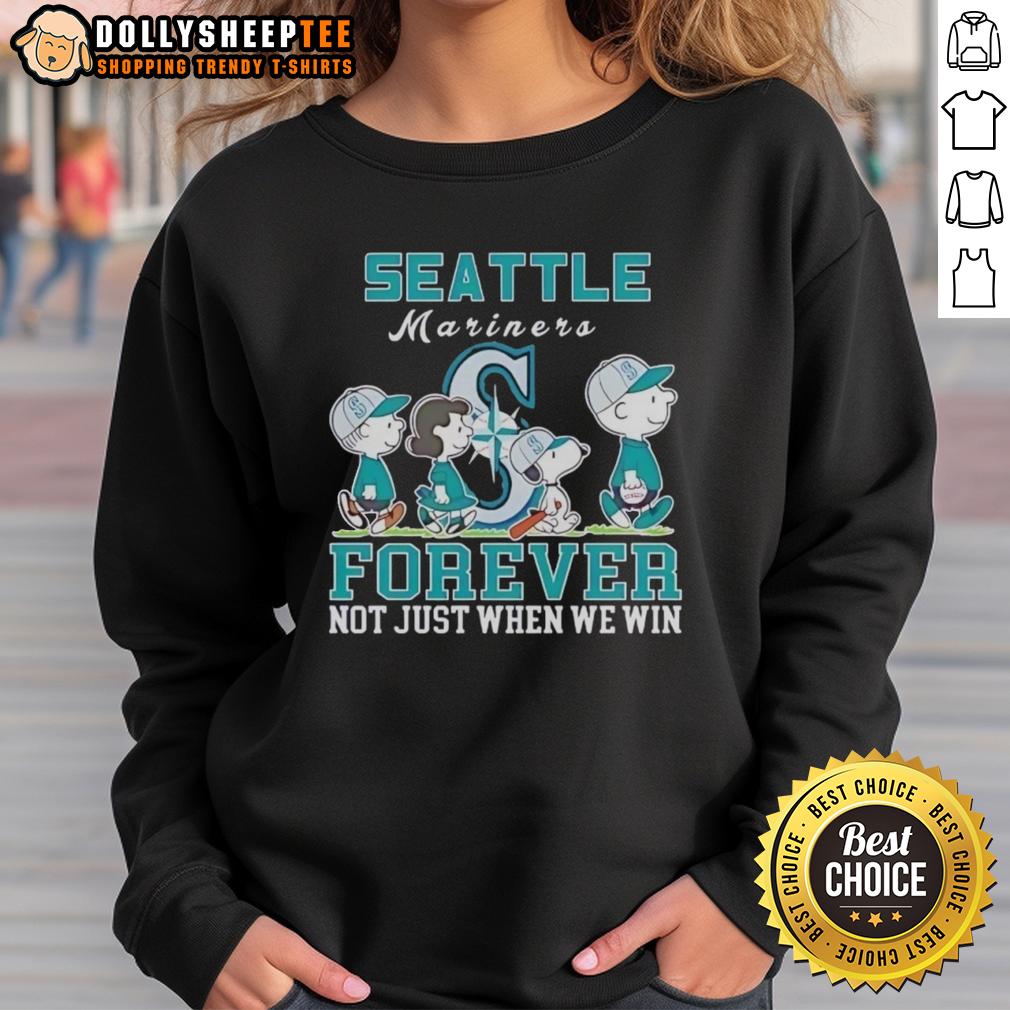 Premium Snoopy And Charlie Brown Seattle Mariners Baseball Forever Not Just When We Win T-Shirt - Image 5