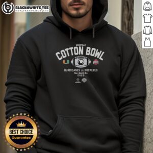 Alternative view of Hot Miami Hurricanes Vs Ohio State Buckeyes Goodyear Cotton Bowl New Year's Eve T-Shirt