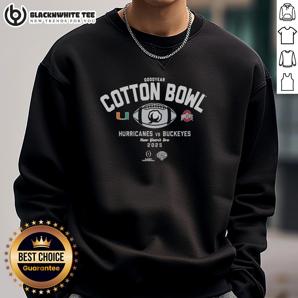 Hot Miami Hurricanes Vs Ohio State Buckeyes Goodyear Cotton Bowl New Year's Eve T-Shirt - Image 5