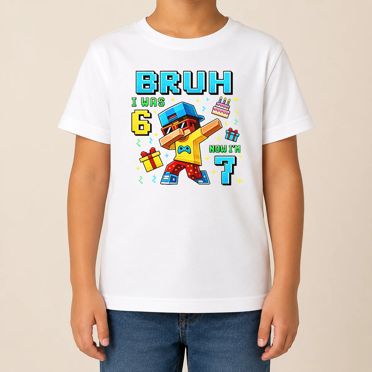 Nice Premium I Was 6 Now I'm 7 7th Birthday 67 Meme Boys Gaming Shirt - Image 9