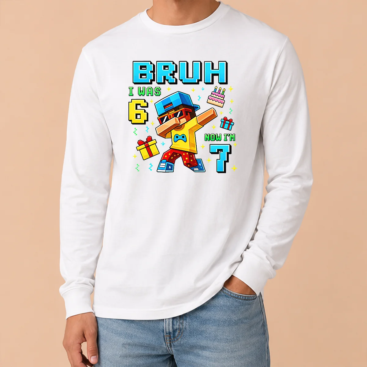 Nice Premium I Was 6 Now I'm 7 7th Birthday 67 Meme Boys Gaming Shirt - Image 6