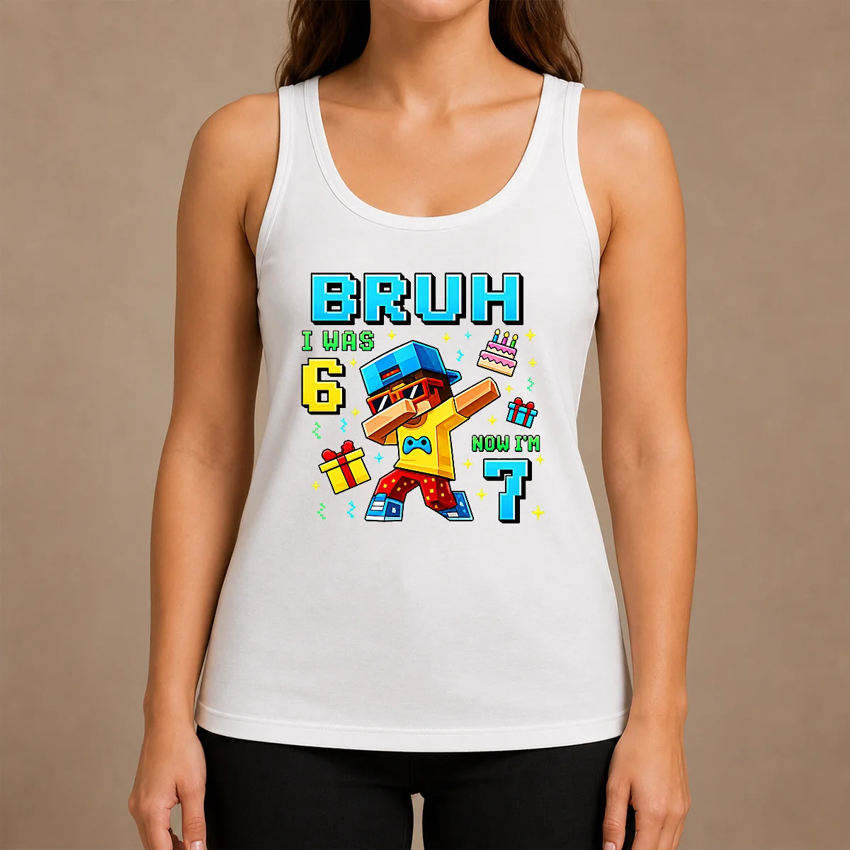 Nice Premium I Was 6 Now I'm 7 7th Birthday 67 Meme Boys Gaming Shirt - Image 3