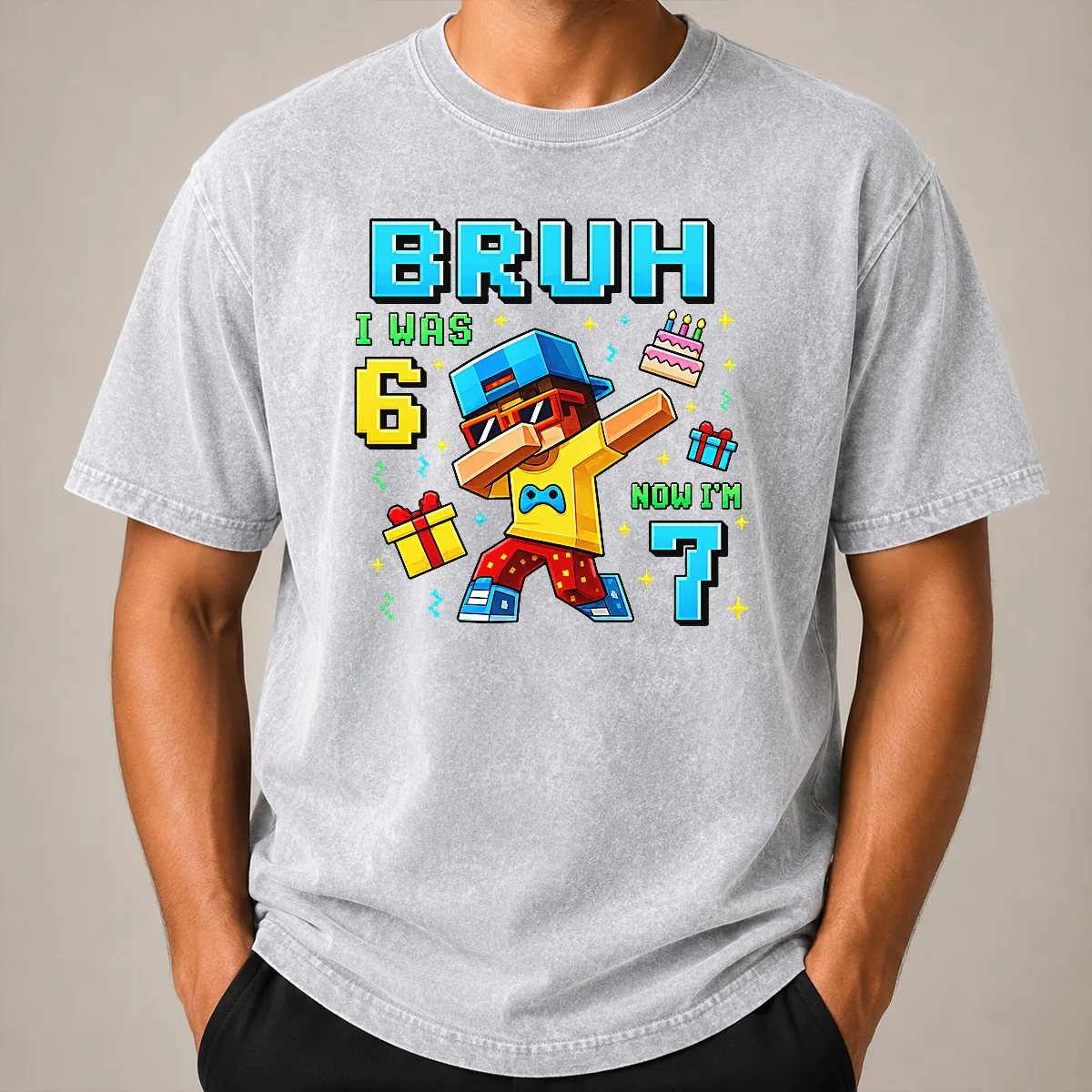 Nice Premium I Was 6 Now I'm 7 7th Birthday 67 Meme Boys Gaming Shirt - Image 8