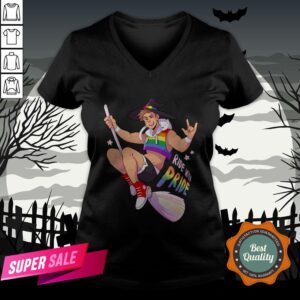 Alternative view of Ride With Pride Gay LGBT Witch Halloween Shirt