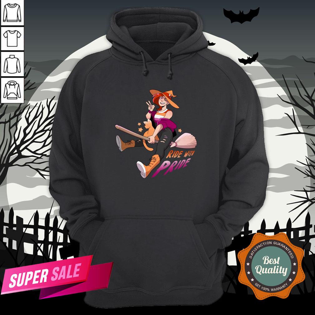 Ride With Pride Lesbian LGBT Halloween Shirt - Image 5