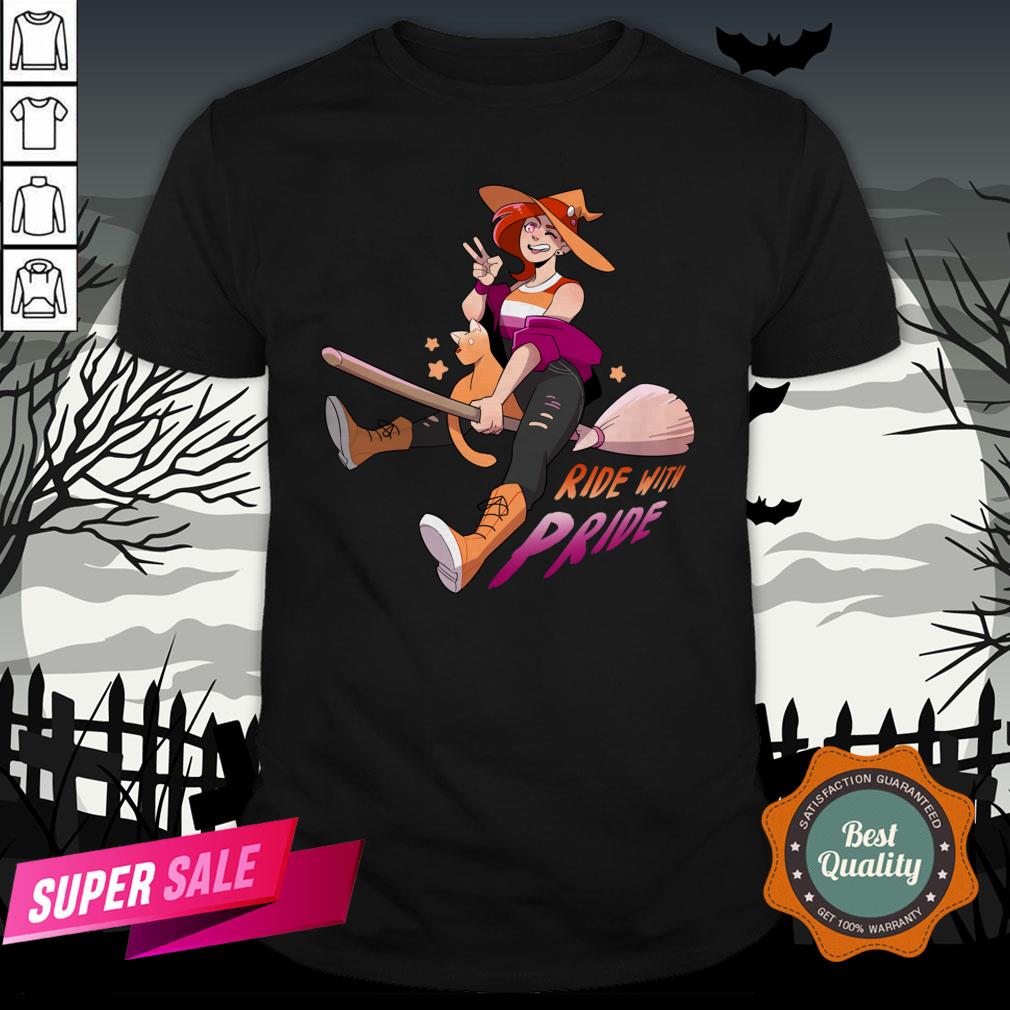 Ride With Pride Lesbian LGBT Halloween Shirt