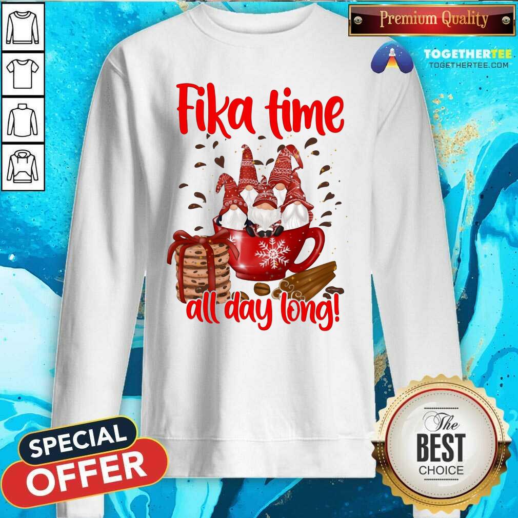 Cute Gnomes Fika Time All Day Long Shirt - Image 2