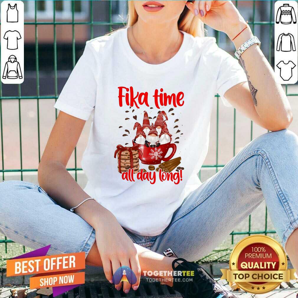 Cute Gnomes Fika Time All Day Long Shirt - Image 3