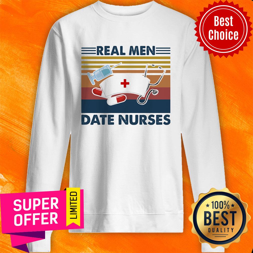 Funny Stethoscope Real Men Date Nurses Vintage Shirt - Image 2