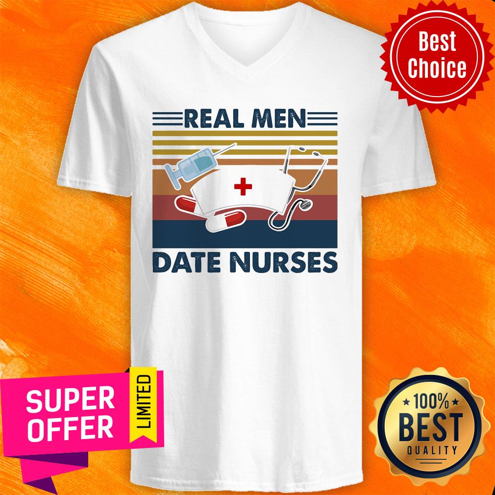 Funny Stethoscope Real Men Date Nurses Vintage Shirt - Image 4