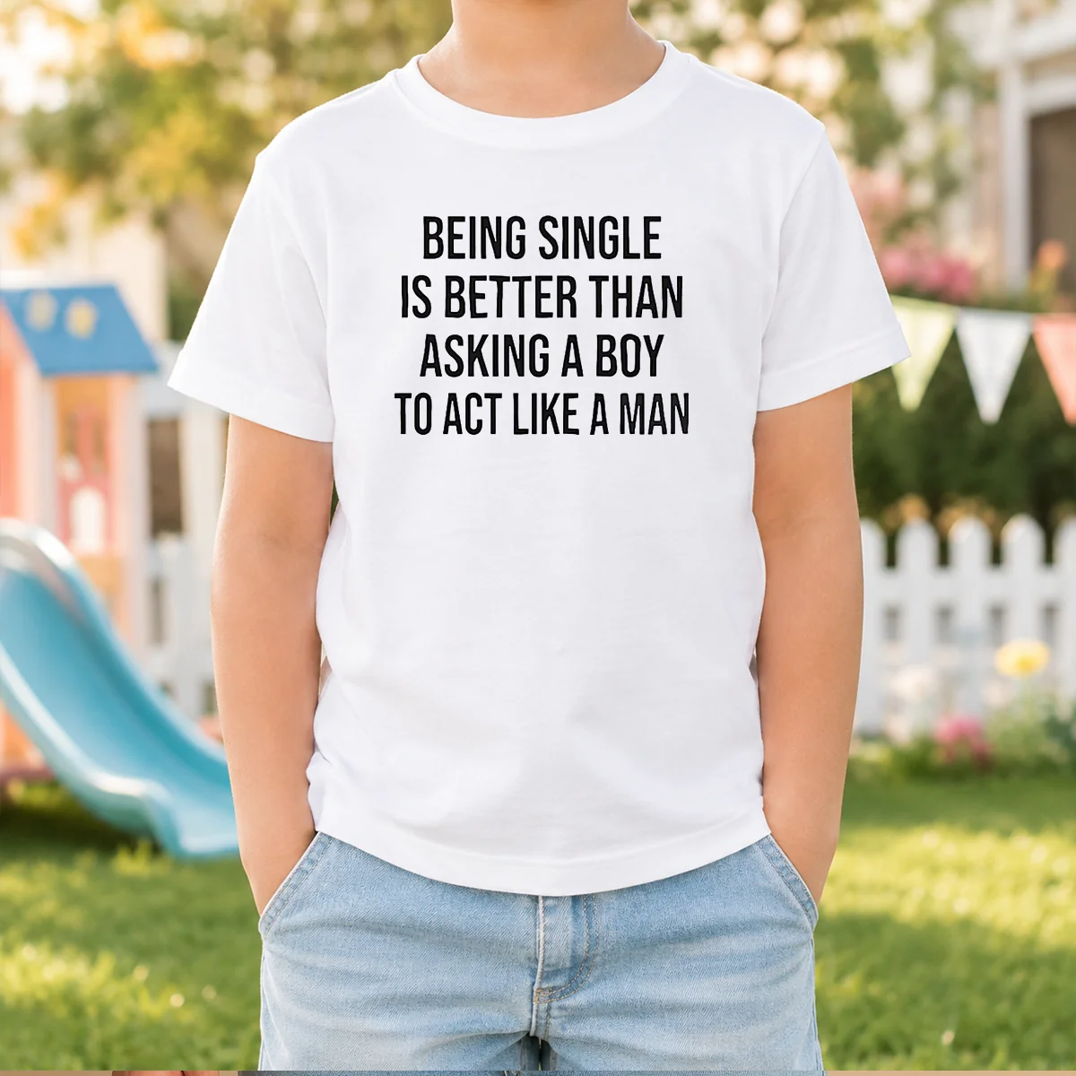 Funny Being Single Is Better Than Asking A Boy To Act Like A Man Shirt - Image 8