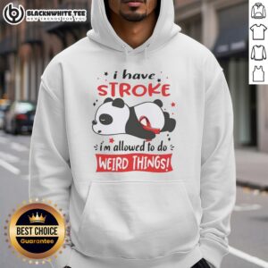Alternative view of Awesome Lazy Panda I Have Stroke I'm Allowed To Do Weird Things Red Ribbon T-Shirt