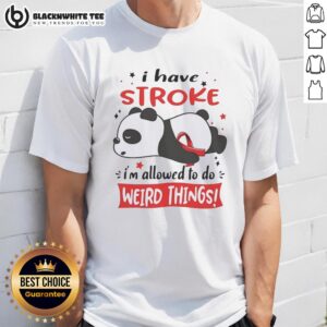 Awesome Lazy Panda I Have Stroke I'm Allowed To Do Weird Things Red Ribbon T-Shirt
