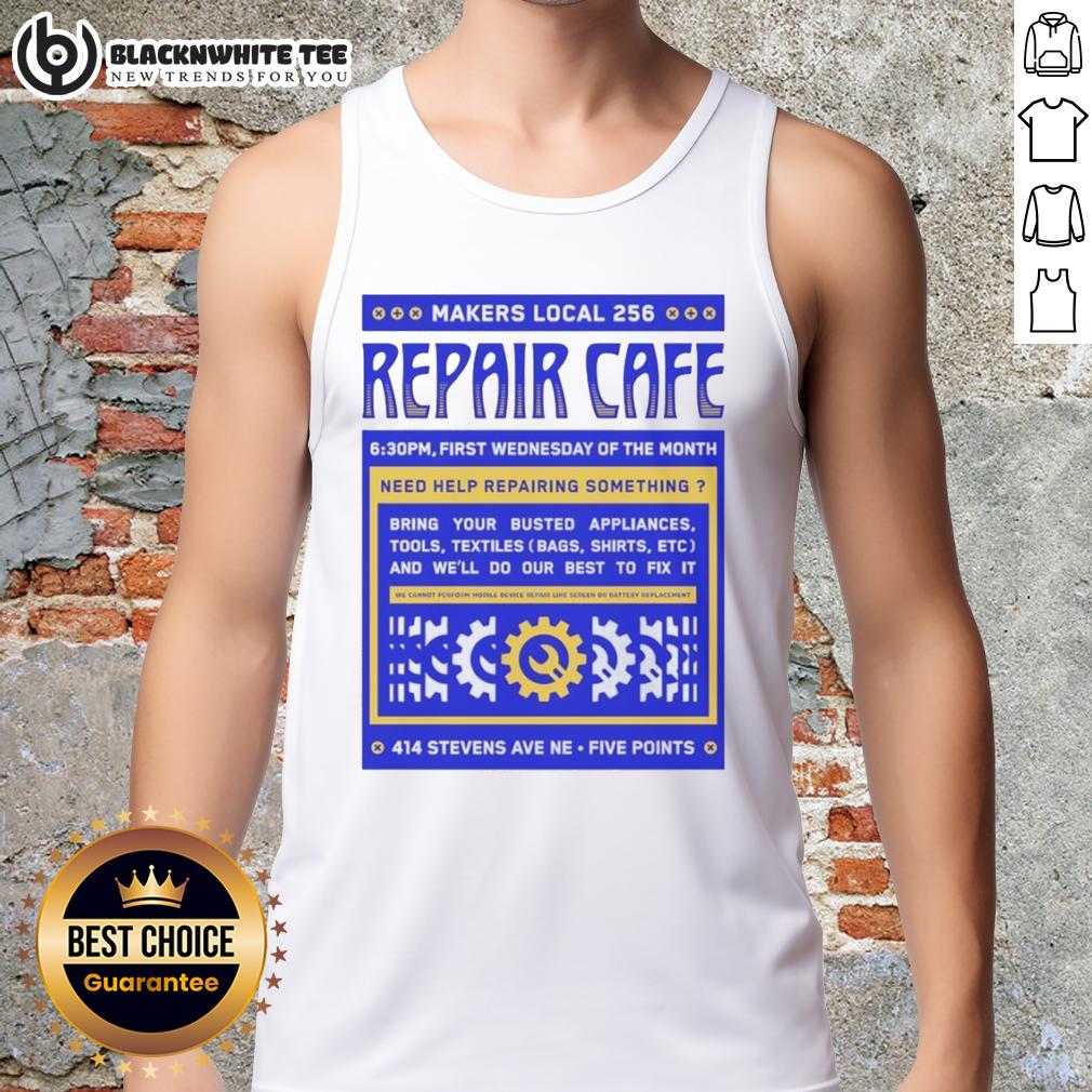 Awesome Repair Cafe Makers Local 256 T-Shirt - Image 4