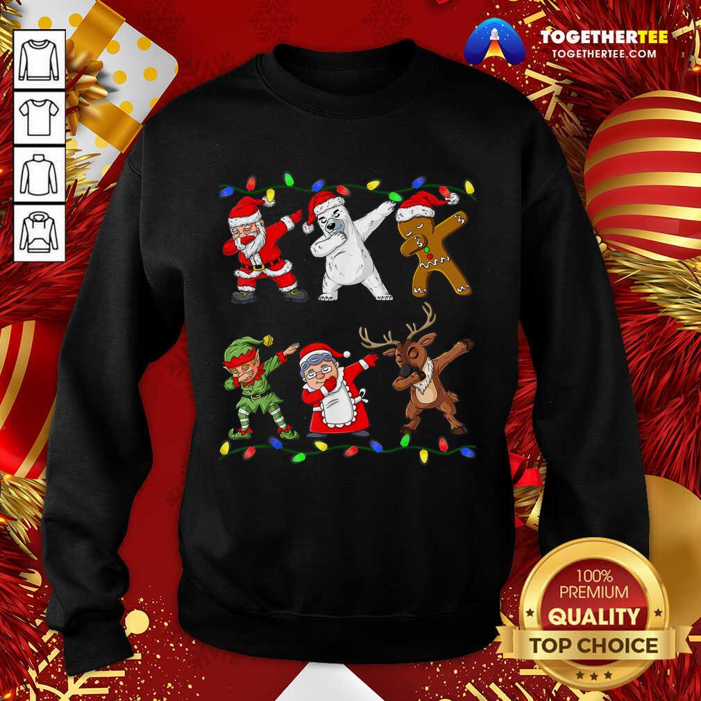 Funny Christmas Dabbing Santa Elf And Friends Boys Kids Dab Xmas T-Shirt - Image 4