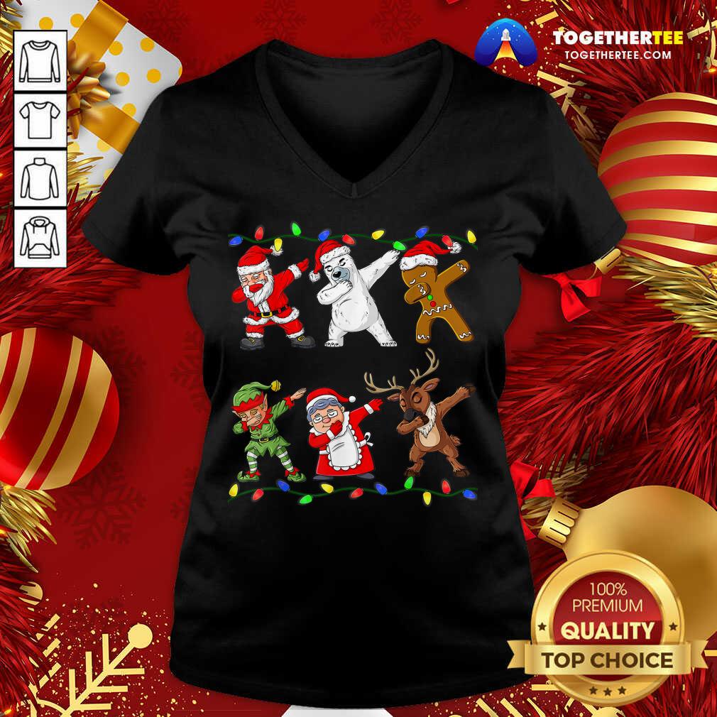 Funny Christmas Dabbing Santa Elf And Friends Boys Kids Dab Xmas T-Shirt - Image 2