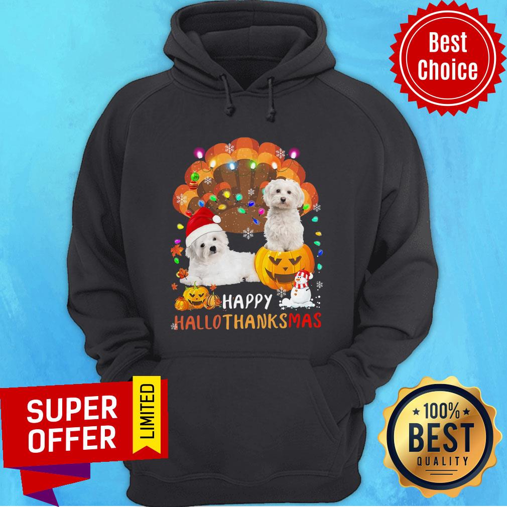 Official Maltese Happy Hallothanksmas Shirt - Image 3