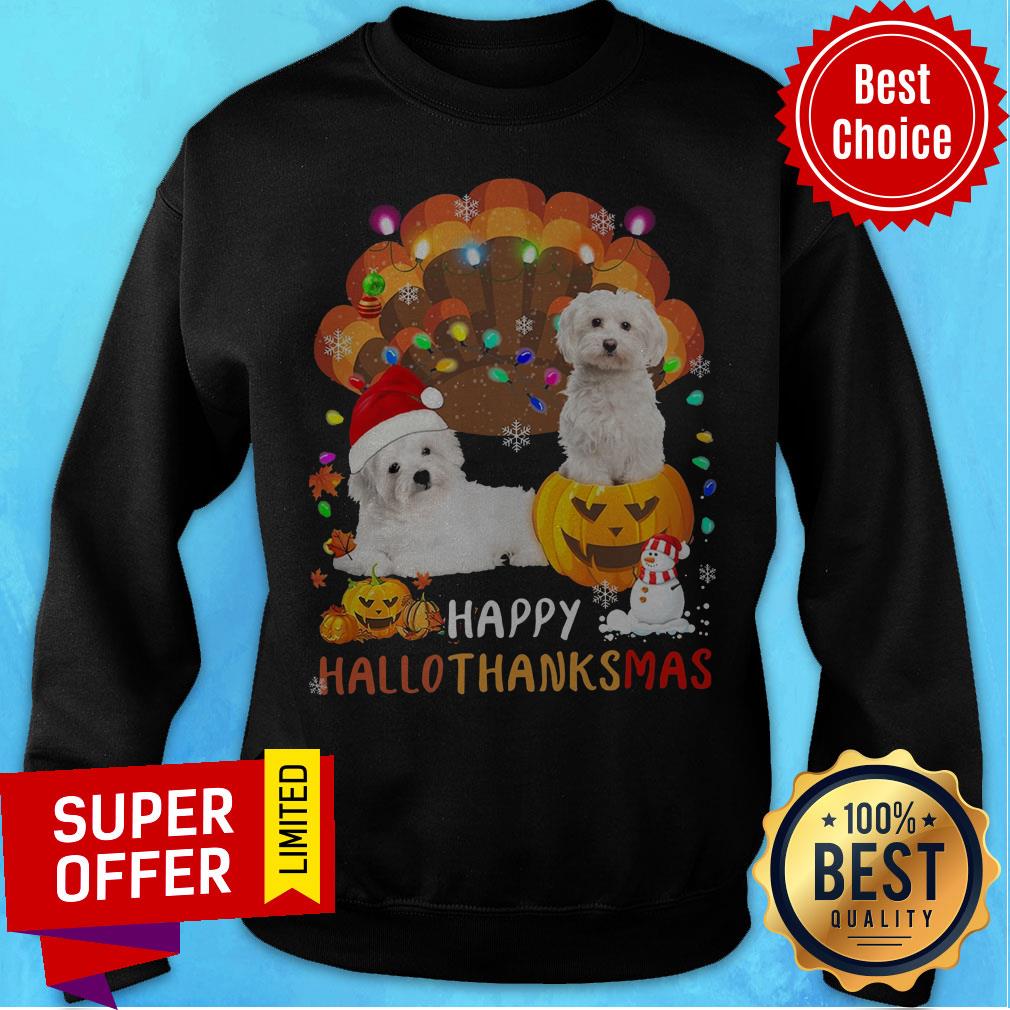 Official Maltese Happy Hallothanksmas Shirt - Image 2
