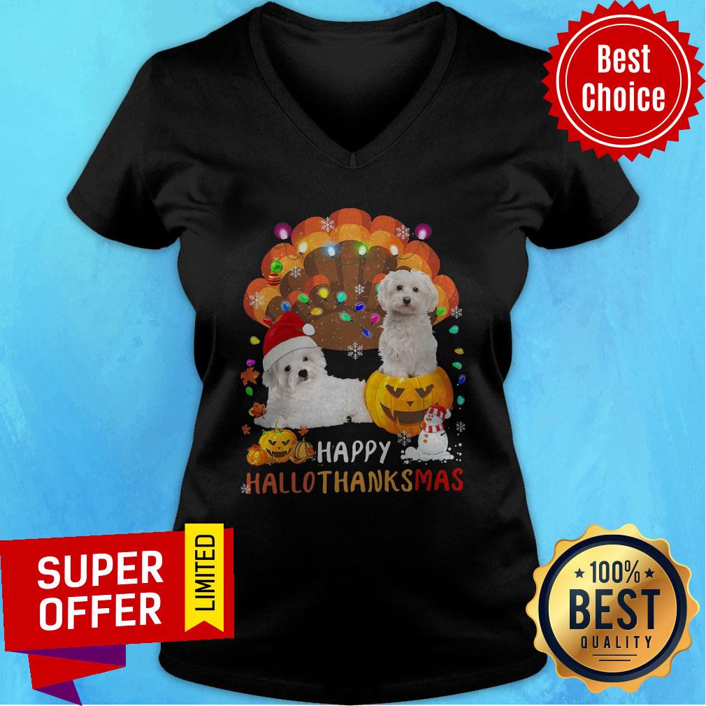 Official Maltese Happy Hallothanksmas Shirt - Image 4