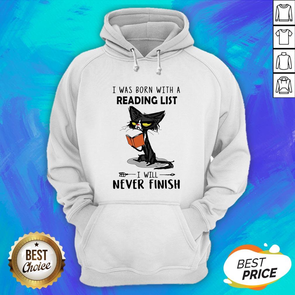 Black Cat I Was Born With A Reading List I Will Never Finish Shirt - Image 3