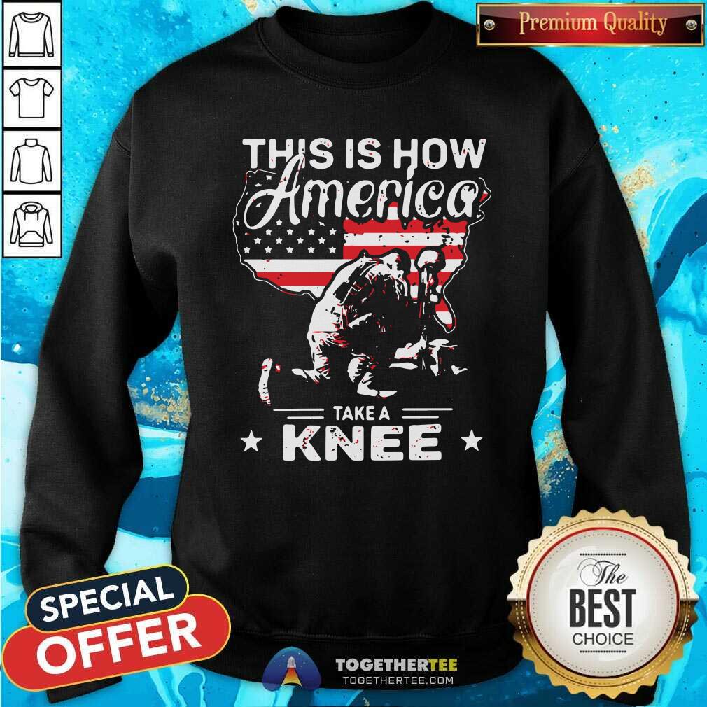 Official This Is How America Take A Knee Veteran American Flag Shirt - Image 4