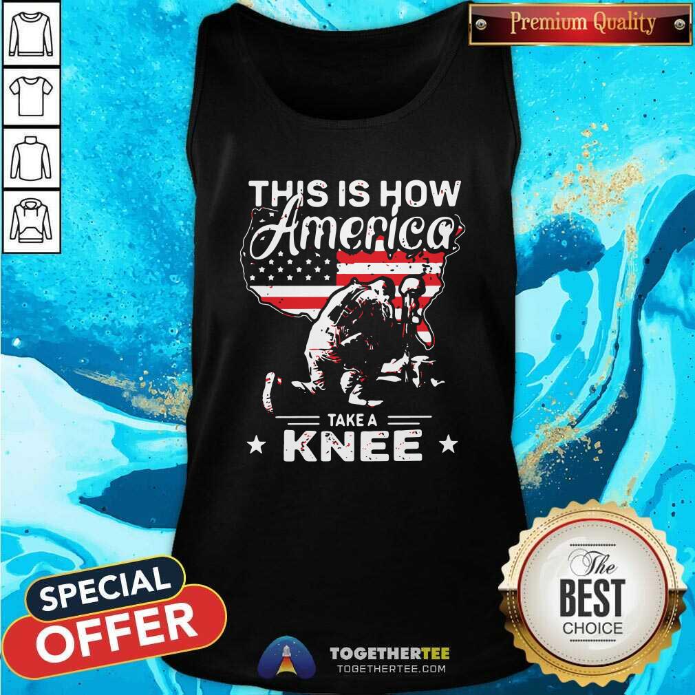 Official This Is How America Take A Knee Veteran American Flag Shirt - Image 3